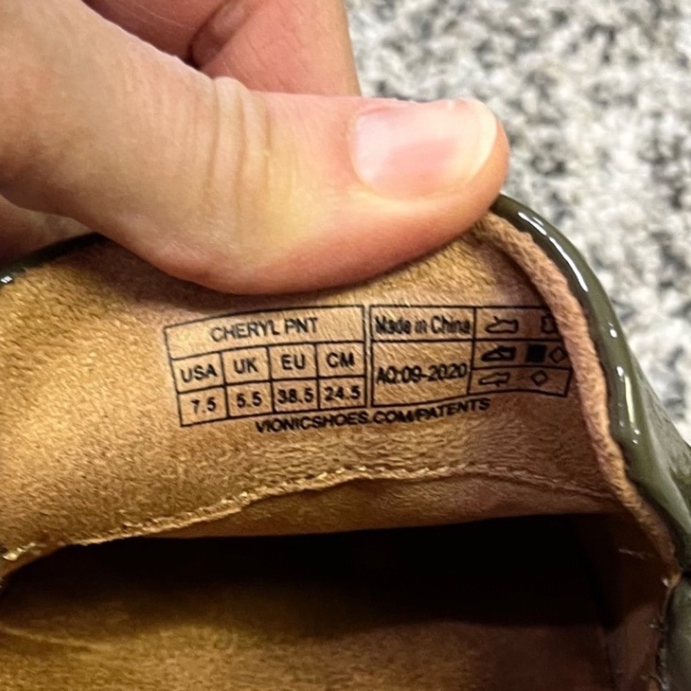 Vionic Olive Green Patent Leather Lug Sole Loafers - Picture 8 of 8